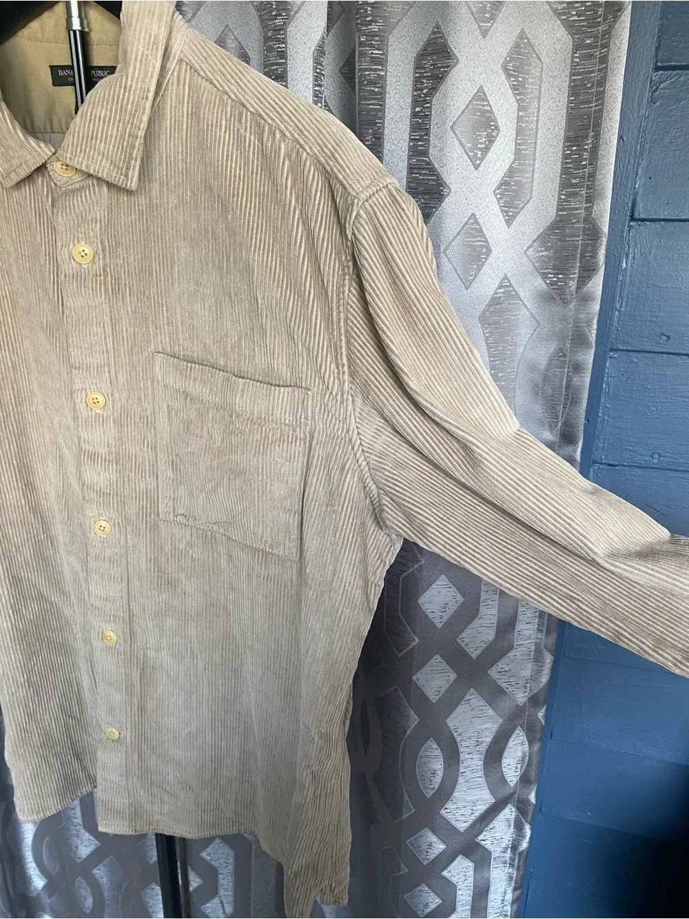 Banana Republic Mens Khaki Corduroy Overshirt Shacket Utility Streetwear Size L